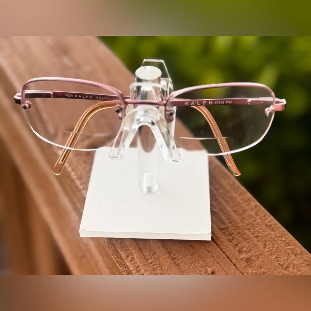 Ralph Lauren Eyeglass Frame Only Metallic Pink Oval 973/S P5Z Half Rim 52-18-135